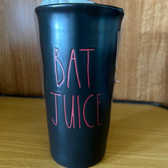 NEW RAE DUNN Bat Juice Ceramic Travel Tumbler w/ LID - Picture 1 of 5